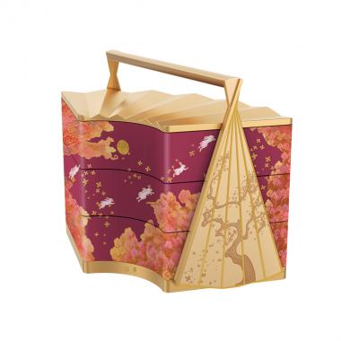 故宫-宝扇盒-彩云追月（红）